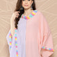 Ahalyaa Women Colourblocked Flared Sleeves Gotta Patti Crepe Kaftan Kurta | Swadesiicart