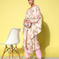 Ahalyaa Women Floral Printed Flared Sleeves Gotta Patti Floral Crepe Kaftan Kurta | Swadesiicart