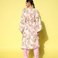Ahalyaa Women Floral Printed Flared Sleeves Gotta Patti Floral Crepe Kaftan Kurta | Swadesiicart