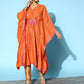 Ahalyaa Women Orange & Gold-Toned Striped Flared Sleeves Gotta Patti Crepe Kaftan Kurta | Swadesiicart