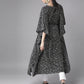 Ahalyaa Women Black & White Printed Flared Sleeves Kaftan Kurta | Swadesiicart