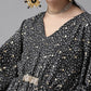 Ahalyaa Women Black & White Printed Flared Sleeves Kaftan Kurta | Swadesiicart