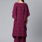 Ahalyaa Burgundy & Golden Printed Kurta with Palazzo | Swadesiicart