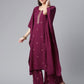 Ahalyaa Burgundy & Golden Printed Kurta with Palazzo | Swadesiicart