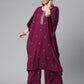 Ahalyaa Burgundy & Golden Printed Kurta with Palazzo | Swadesiicart