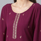 Ahalyaa Burgundy & Golden Printed Kurta with Palazzo | Swadesiicart
