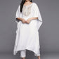 Ahalyaa Women White Yoke Design Aari Work Pashmina Kurta with Trousers | Swadesiicart