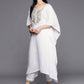 Ahalyaa Women White Yoke Design Aari Work Pashmina Kurta with Trousers | Swadesiicart