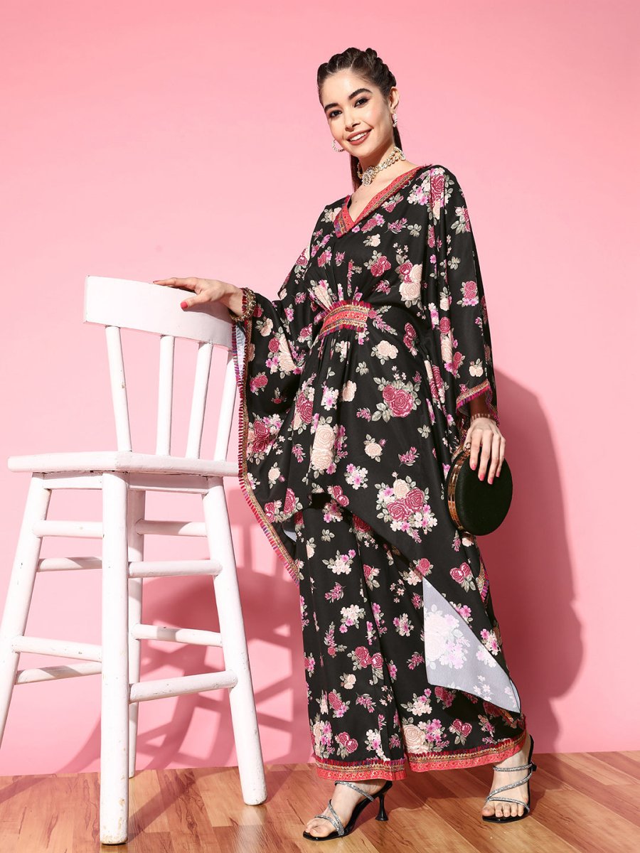 Ahalyaa Women Floral Printed Gotta Patti Kurta with Palazzos | Swadesiicart