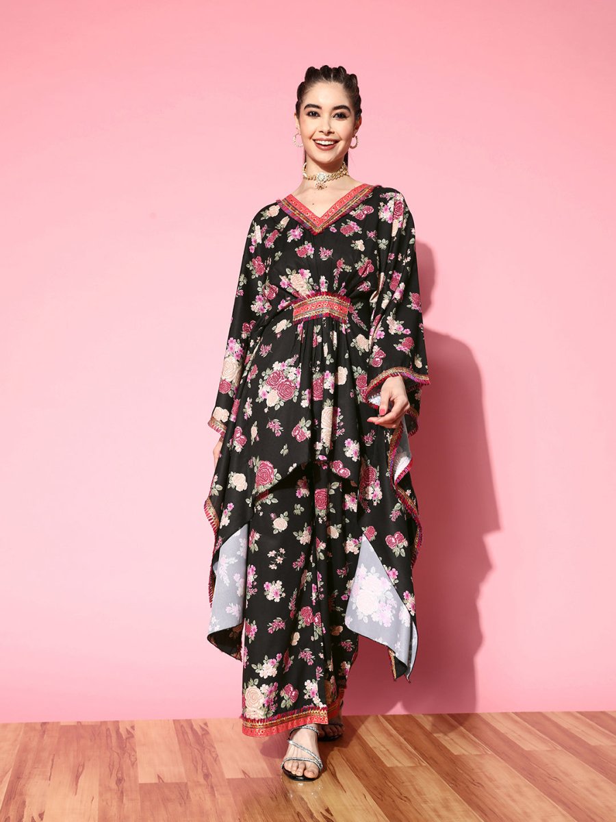 Ahalyaa Women Floral Printed Gotta Patti Kurta with Palazzos | Swadesiicart