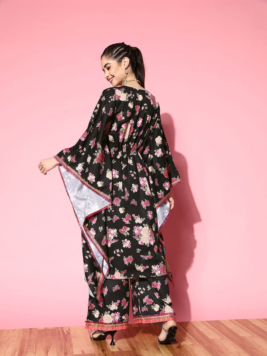 Ahalyaa Women Floral Printed Gotta Patti Kurta with Palazzos | Swadesiicart
