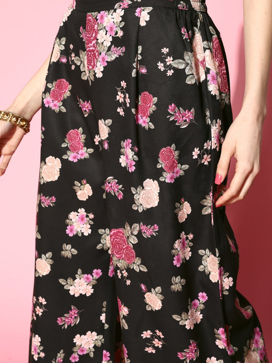 Ahalyaa Women Floral Printed Gotta Patti Kurta with Palazzos | Swadesiicart