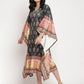 Ahalyaa Women's Dark Green Digital Print Velvet Kaftan | Swadesiicart
