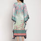Ahalyaa Women's Sea Green Digital Print Velvet Kaftan | Swadesiicart