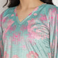 Ahalyaa Women's Sea Green Digital Print Velvet Kaftan | Swadesiicart