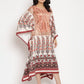 Ahalyaa Women's Beige Color Digital Print Velvet Kaftan | Swadesiicart