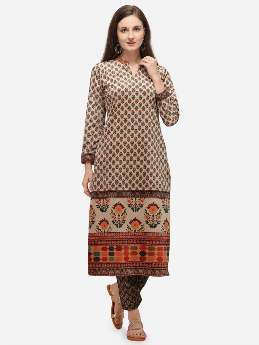 Ahalyaa Off White Long Kurta With Pant | Swadesiicart