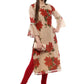Ahalyaa Women Beige & Maroon Floral Printed Straight Kurta | Swadesiicart
