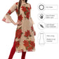 Ahalyaa Women Beige & Maroon Floral Printed Straight Kurta | Swadesiicart