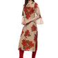Ahalyaa Women Beige & Maroon Floral Printed Straight Kurta | Swadesiicart