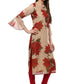 Ahalyaa Women Beige & Maroon Floral Printed Straight Kurta | Swadesiicart