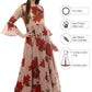 Ahalyaa Beige & Red Chanderi Floor Length Anarkali Dress | Swadesiicart
