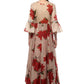 Ahalyaa Beige & Red Chanderi Floor Length Anarkali Dress | Swadesiicart