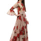 Ahalyaa Beige & Red Chanderi Floor Length Anarkali Dress | Swadesiicart