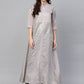 Ahalyaa Women Grey & Silver Printed A-Line Kurta | Swadesiicart