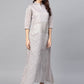 Ahalyaa Women Grey & Silver Printed A-Line Kurta | Swadesiicart