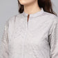 Ahalyaa Women Grey & Silver Printed A-Line Kurta | Swadesiicart