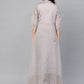 Ahalyaa Women Grey & Silver Printed A-Line Kurta | Swadesiicart
