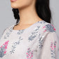 Ahalyaa Women Grey & Pink Floral Printed Layered Beautiful Maxi Dress | Swadesiicart