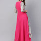 Ahalyaa Grey & Pink Floral Print Layered Anarkali Kurta | Swadesiicart