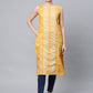 Ahalyaa Women's Mustard Pure Cotton Printed Kurta | Swadesiicart