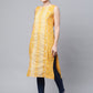 Ahalyaa Women's Mustard Pure Cotton Printed Kurta | Swadesiicart