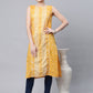 Ahalyaa Women's Mustard Pure Cotton Printed Kurta | Swadesiicart