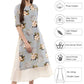 Ahalyaa Ash Blue & Cream Floral Cotton Blend Double Layered Summer Kurta Dress | Swadesiicart