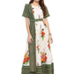Ahalyaa Cotton Floral Attached Dupatta With Belt Flared Kurta | Swadesiicart
