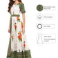 Ahalyaa Cotton Floral Attached Dupatta With Belt Flared Kurta | Swadesiicart