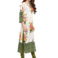 Ahalyaa Floral Cotton Blend Straight Off white Kurta | Swadesiicart