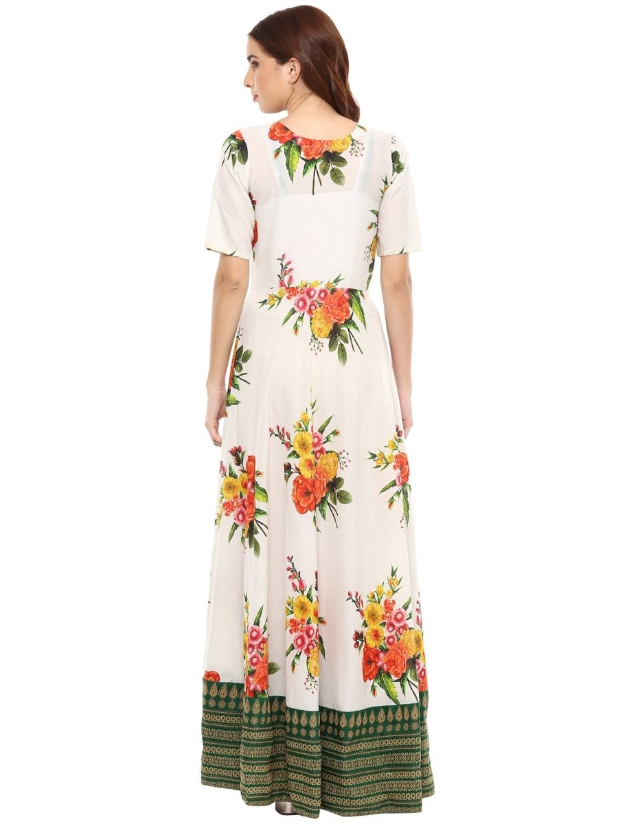 Ahalyaa Printed Pure Cotton Blend Flared Beautiful Kurta Dress | Swadesiicart