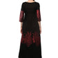 Ahalyaa Black & Red Cotton Blend Floor Length Anarkali Kurta Dress | Swadesiicart