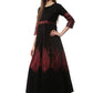Ahalyaa Black & Red Cotton Blend Floor Length Anarkali Kurta Dress | Swadesiicart