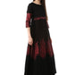 Ahalyaa Black & Red Cotton Blend Floor Length Anarkali Kurta Dress | Swadesiicart