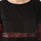Ahalyaa Black & Red Cotton Blend Floor Length Anarkali Kurta Dress | Swadesiicart