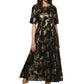 Ahalyaa Black Floor Length Cotton Blend Anarkali With Gold Print | Swadesiicart