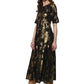 Ahalyaa Black Floor Length Cotton Blend Anarkali With Gold Print | Swadesiicart