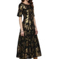 Ahalyaa Black Floor Length Cotton Blend Anarkali With Gold Print | Swadesiicart