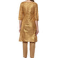 Ahalyaa Short Beige Cotton Blend Kurta With Metallic Gold Chevron Print | Swadesiicart